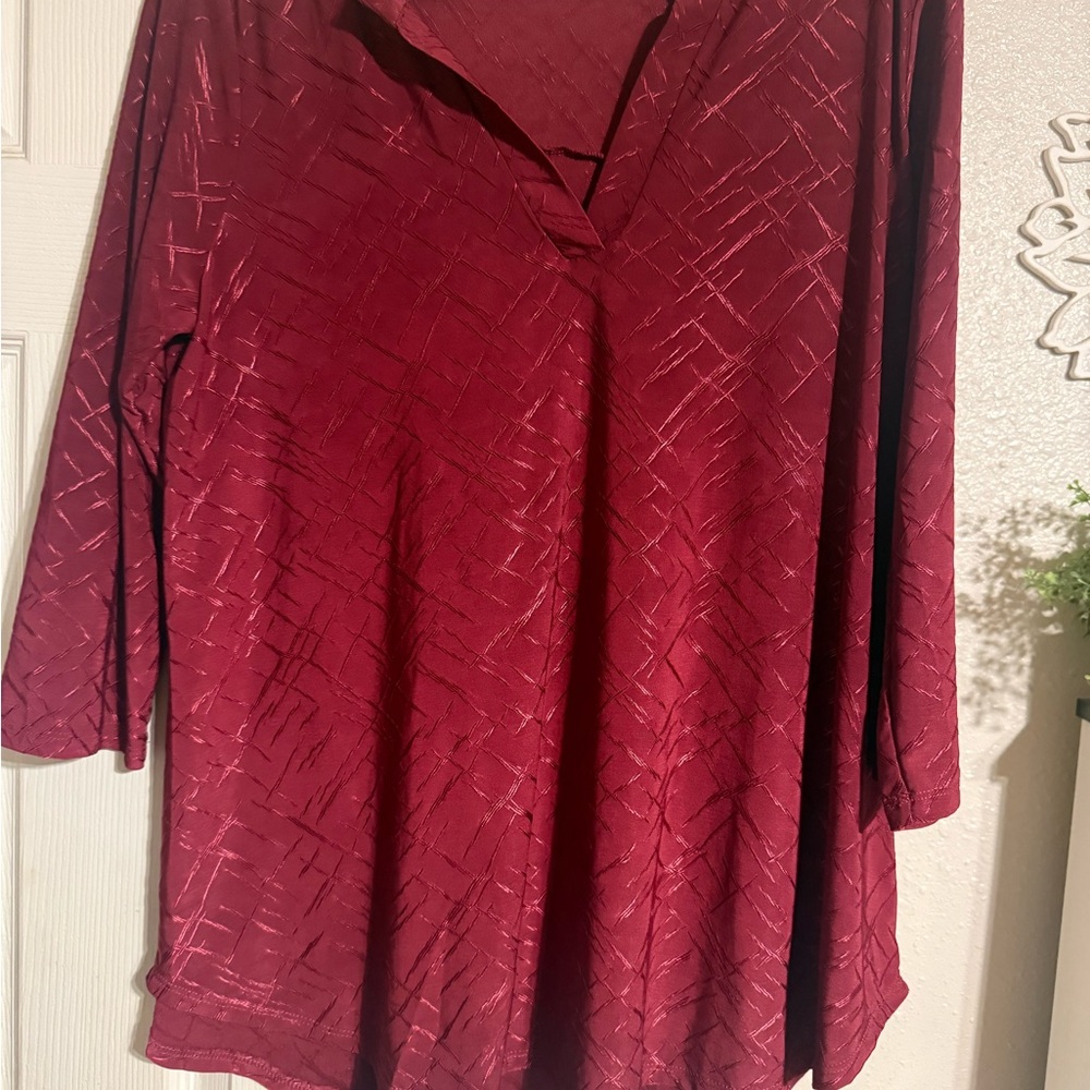 Sew In Love Deep Red Textured Blouse